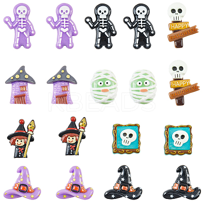54Pcs 9 Styles Halloween Opaque Resin Decoden Cabochons RESI-SC0005-71A-1