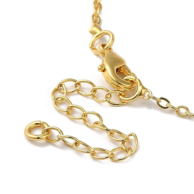 Golden Brass Crescent Moon Pendant Necklace with Rhinestone NJEW-Z015-01A-G-1