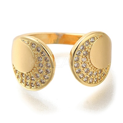Rack Plating Brass Micro Pave Cubic Zirconia Open Cuff Rings for Women RJEW-S244-01G-B-1