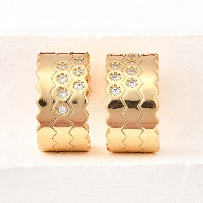 Brass Micro Pave Clear Cubic Zirconia Cuff Earrings EJEW-F370-32G-1