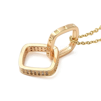 Brass Micro Pave Clear Cubic Zirconia Pendant Necklaces for Women NJEW-E106-08KCG-02-1