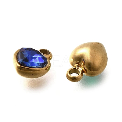 304 Stainless Steel with Rhinestone Pendants STAS-Q346-01G-1