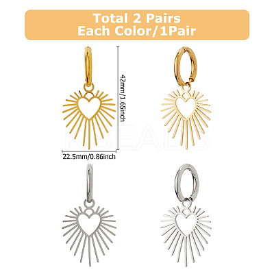2Pairs 2 Colors 304 Stainless Steel Hoop Earrings EJEW-HS0001-25-1