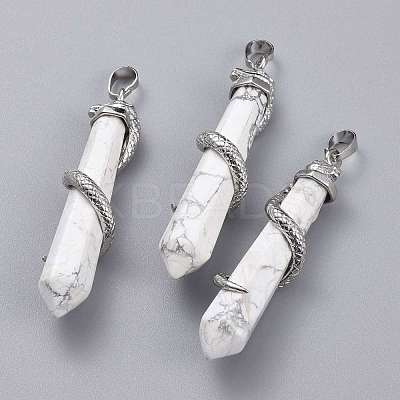 Natural Howlite Big Pointed Pendants G-F696-B14-1