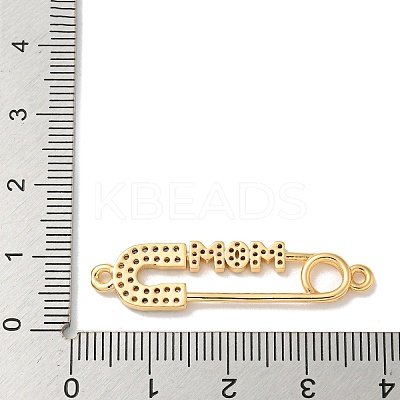 Mother's Day Brass Micro Pave Clear Cubic Zirconia Connector Charms KK-K378-14G-1