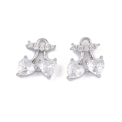 Brass Micro Pave Clear Cubic Zirconia Pendants KK-K351-40P-1