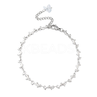 304 Stainless Steel Dolphin Link Chain Anklet AJEW-AN00559-1