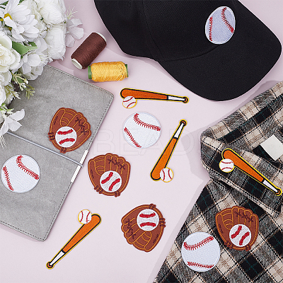 12Pcs 3 Styles Baseball Theme Polyester Iron on/Sew On Patches PATC-HY0001-99-1