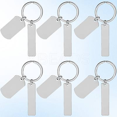 20Pcs 201 Stainless Steel Blank Pendant Keychain KEYC-SC0001-62A-1