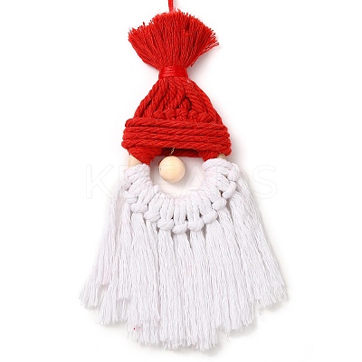 Christmas Handmade Woven Macrame Cotton Thread Santa Claus Pendant Decorations HJEW-JM02455-1