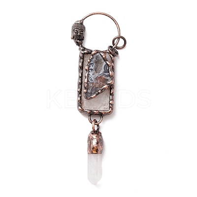 Natural Druzy Agate and Quartz Crystal Big Pendants G-M383-06R-1