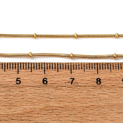 1.2MM 304 Stainless Steel Rondelle Bead Round Snake Chain Necklaces NJEW-K291-03G-1