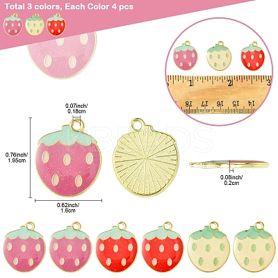 12Pcs 3 Colors Light Gold Plated Alloy Enamel Pendants FIND-FS0002-82-1