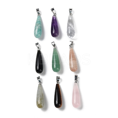Natural Mixed Stone Teardrop Pendants G-Q005-03P-1