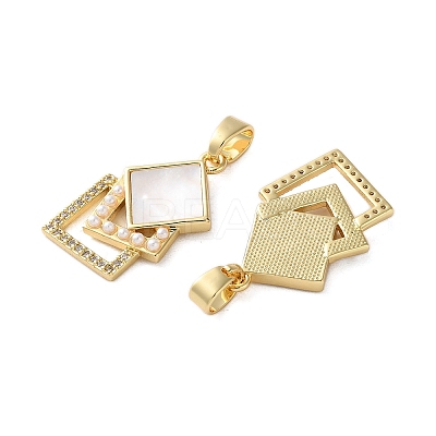 Brass Micro Pave Cubic Zirconia Pendants KK-U070-23G-1