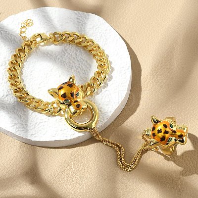 Brass Micro Pave Cubic Zirconia Mittens Bracelets BJEW-C085-01G-1