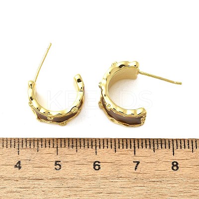 Brass Enamel Stud Earrings EJEW-B120-01G-04-1