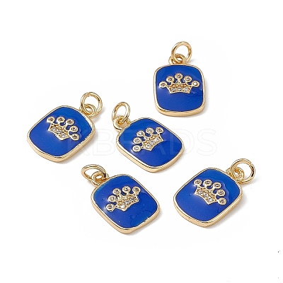 Brass Micro Pave Cubic Zirconia Enamel Pendants KK-E068-VB149-1-1