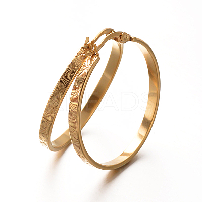 Lady's 304 Stainless Steel Hoop Earrings X-EJEW-N023-08E-1