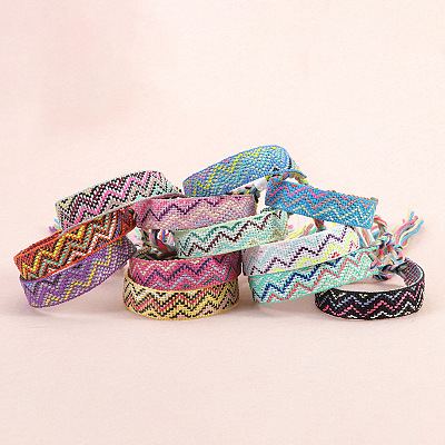 Cotton Braided Wave Pattern Cord Bracelet FIND-PW0013-002-1