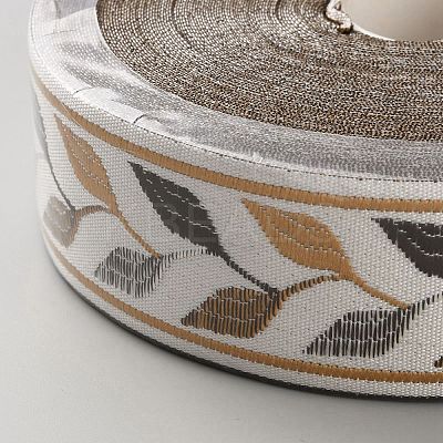 Leaf Pattern Polyester Ribbons OCOR-WH0112-004-1