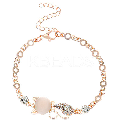 Cat Shape Alloy Cat Eye Link Bracelets WH-WG5389C-02-1