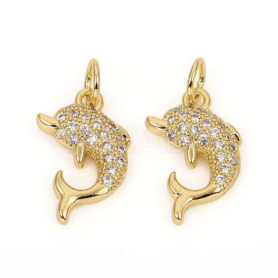 Brass Micro Pave Cubic Zirconia Charms ZIRC-L096-09G-1