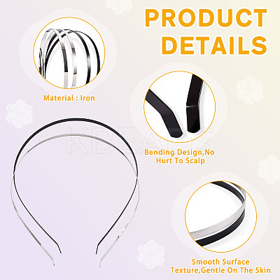 10Pcs 2 Colors Electrophoresis Hair Accessories Iron Hair Band Findings OHAR-TA0001-07-1