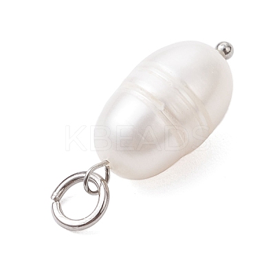 Natural Cultured Freshwater Pearl Rice Pendants PALLOY-JF04200-01-1