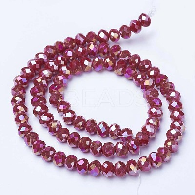 Electroplate Glass Beads Strands EGLA-A034-P4mm-B04-1