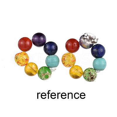 Shell Pearl Ball Stud Earring Findings EJEW-JE02370-1