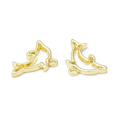 Rack Plating Alloy Dolphin Open Back Bezel Charms FIND-G052-39LG-1