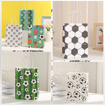 16Pcs 8 Styles Football Printed Paper Tote Bags ABAG-SP0001-55-1
