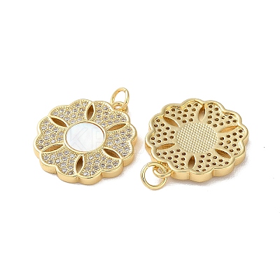 Brass Micro Pave Clear Cubic Zirconia Pendants KK-B083-17G-04-1