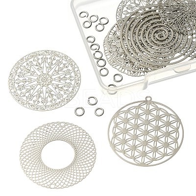 10Pcs 5 Style Brass Filigree Pendants KK-YW0001-48-1