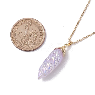 Resin Leaf Pendant Necklaces NJEW-JN04914-1