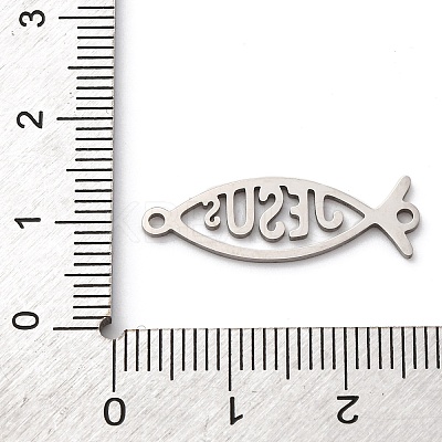 201 Stainless Steel Hollow Religion Jesus Fish Connector Charms STAS-V014-03P-1