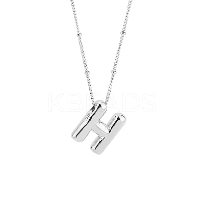 1pc Brass Chain with Alloy Letter Pendants Necklaces NJEW-LP0001-41H-P-1