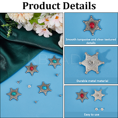 16 Sets 4 Colors Alloy Coin Screwback Rivets FIND-CP0002-65B-1