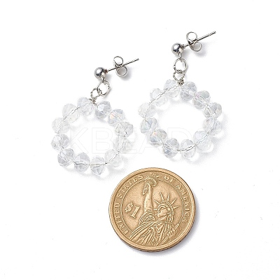 Glass Brided Beaded Dangle Stud Earrings & Multi-strand Bracelet SJEW-JS01257-1