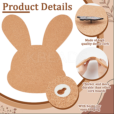 Rabbit Wall Mounted Brooch Jewelry Display Cork Tray AJEW-WH0433-01D-1