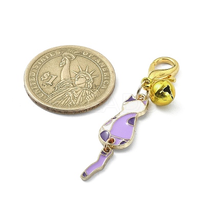 Cat Alloy Enamel Pendant Decoration HJEW-JM01476-1