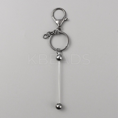 Iron Bar Beadable Keychain for Jewelry Making DIY Crafts KEYC-WH0034-32B-1