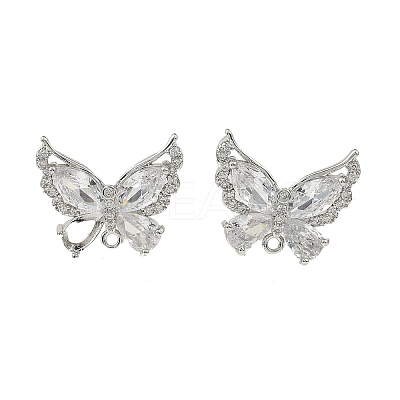 Brass Micro Pave Clear Cubic Zirconia Stud Earring Findings LS-KK-C107-10P-1