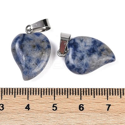 Natural Blue Spot Jasper Heart Pendants G-H073-03P-07-1