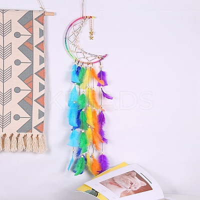 Rainbow Color Moon Feather Tassel Pendant Decorations PW-WG92679-01-1