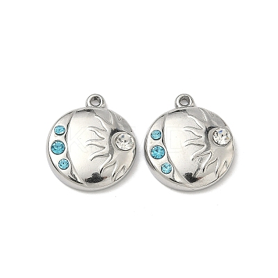 304 Stainless Steel Rhinestone Pendants STAS-L308-06P-1