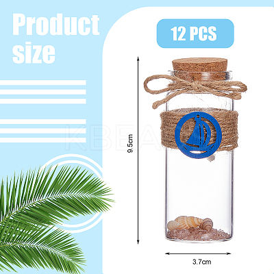 12Pcs Natural Sea Shell Conch Bead in Transparent Glass Bottle Display Decorations AJEW-AB00165-1