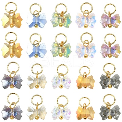 60Pcs 10 Style Glass Pendants PALLOY-YW00162-1