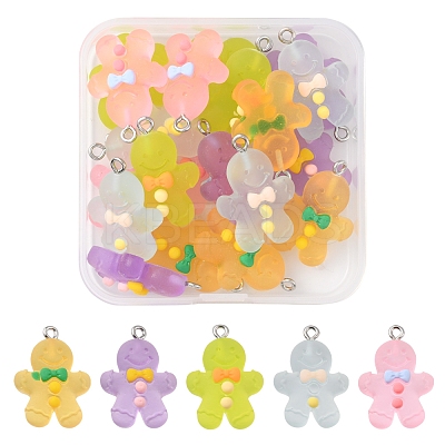 20Pcs 5 Colors Christmas Transparent Resin Pendants RESI-FS0001-41-1